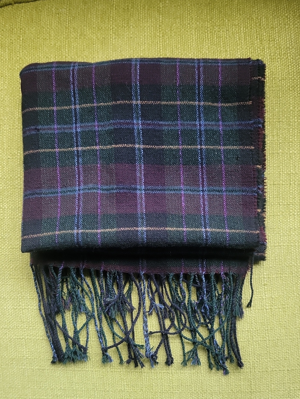 Polo by Ralph Lauren Black & Purple Plaid Cashmere Scarf